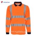 OEM Orange/Yellow Long Sleeve Hi Vis Reflective Road Safety Cheap Polo T Shirt With Custom Logo Printing